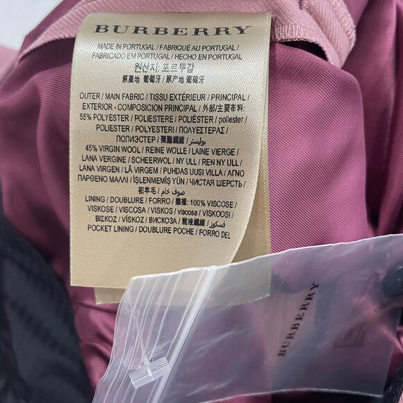 NWT Burberry Leonora 36 US 2 Wool Blend Chalk Pink Trouser Pants High Rise $690 - Picture 7 of 8